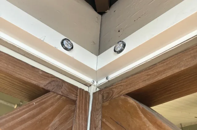 Manufacturer example of lighting track fitted beneath an eave